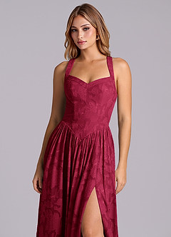 Azazie Francis Jurken voor bruidsmeisjes Jurk van Bloemen Burn-out met A-Lijn Korset Bourgondië image7