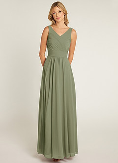 Azazie Pierrette Bridesmaid Dresses Pistachio A-Line Pleated Chiffon Dress image1