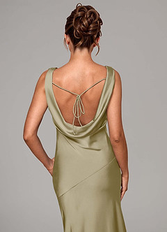 Azazie Rylina Bridesmaid Dresses Moss Green Mermaid Stretch Satin Dress image7