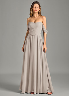 Azazie Chelsey Abiti da Damigella Abito Convertibile A-Line in Chiffon a Spalla Scoperta Gelo image6