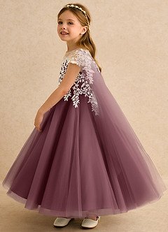 Azazie Dandelion Blumenmädchenkleider Ballkleid Spitze Kleid Sangria image6