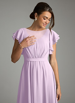 Azazie Daphne Modest Bridesmaid Dresses A-Line Ruffled Chiffon Floor-Length Dress image5
