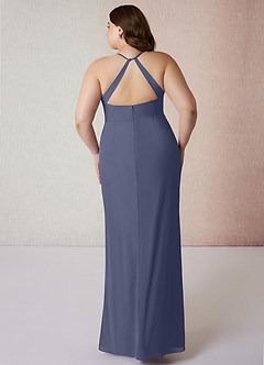Azazie Becca Bridesmaid Dresses Stormy Sheath V-Neck Chiffon Dress image8