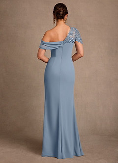 Azazie Sally Mother of the Bride Dresses Dusty Blue Sheath Lace Chiffon Dress image3