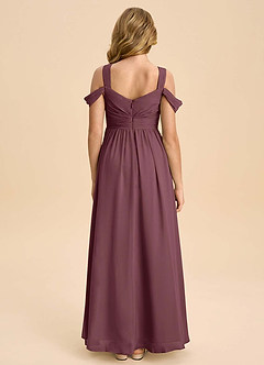 Azazie Lianne Junior Sangria A-Line Off the Shoulder Chiffon Dress image7