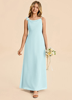 Azazie Gumdrop Junior Sea Glass Empire Pleated Chiffon Dress image3