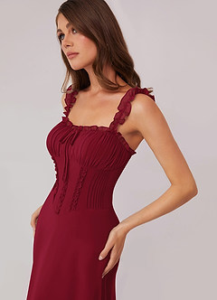 Barbie ♥ Azazie Bridesmaid Dresses Burgundy A-Line Sweetheart Neckline Chiffon Dress image5