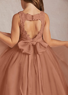 Azazie Calla Flower Girl Dresses Bronzer Ball-Gown Lace Tulle Dress image4