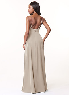 Azazie Brielle Bridesmaid Dresses Frost A-Line Cowl Spaghetti Straps Stretch Satin Dress image2