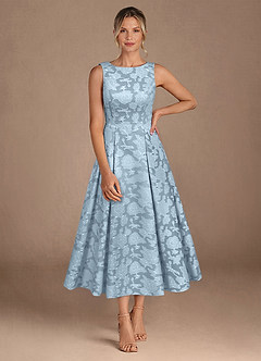Azazie Fulton Mother of the Bride Dresses Sky Blue A-Line Pleated Floral Burnout Dress image4