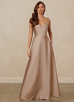 Christian Siriano Bridal for Azazie 1001 Bridesmaid Dresses Taupe A-Line Sweetheart Neckline Stretch Satin Dress image1