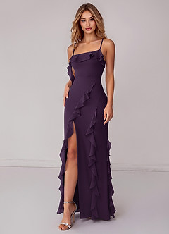 Azazie Malia Bridesmaid Dresses Plum Sheath Ruched Chiffon Dress image6