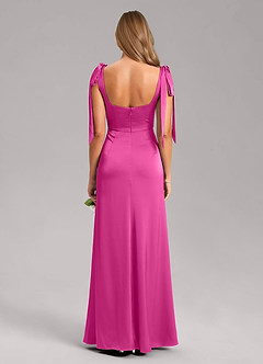 Azazie Frostine Jurken voor bruidsmeisjes Jurk van Stretch Satijn met A-Lijn Boog Fuchsia image8
