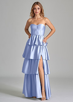 Azazie Faye Bridesmaid Dresses Ice A-Line Ruched Stretch Satin Dress image5