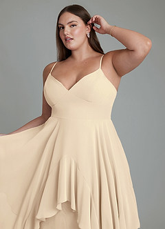 Azazie Zaina Bridesmaid Dresses Champagne A-Line Chiffon Dress image6