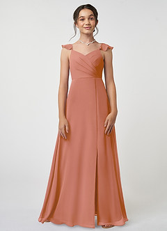 Azazie Amada Junior MAI TAI A-Line Ruched Chiffon Dress image1