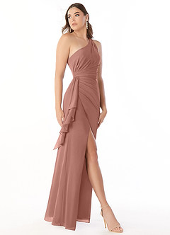 Azazie Maive Bridesmaid Dresses Cedar Rose Sheath Pleated Ruffle Chiffon Dress image3