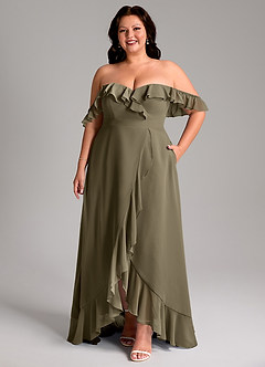 Azazie Lyra Bridesmaid Dresses Willow Green A-Line Chiffon Convertible Dress image11