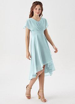 Azazie Graciela Junior Mist A-Line Pleated Chiffon Dress image5