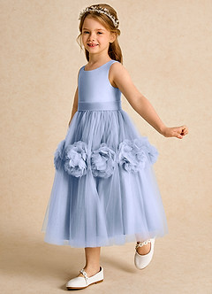 Azazie Vola Robe Demoiselle D'honneur Fillette Robe Princesse en Tulle Sans manches Eis image4