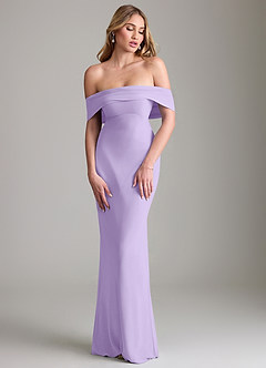 Azazie Lusinda Bridesmaid Dresses Lilac Mermaid Off the Shoulder Chiffon Convertible Dress image4