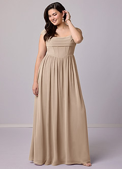 Barbie ♥ Azazie Bridesmaid Dresses Taupe A-Line Corset Chiffon Dress image11