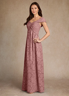 Azazie Myrtle Vestidos para mãe da noiva Vestir Rosa Empoeirada de Esgotamento Floral de Linha A com Plissado image2