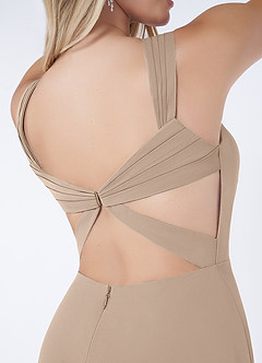 Azazie Nahrin Jurken voor bruidsmeisjes Jurk van Chiffon met A-Lijn V-hals Gevouwen Taupe image6