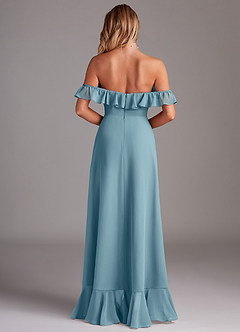Azazie Lyra Vestidos de damas de honor Vestido de Azul Malhumorado de Gasa de Corte en A Convertible image7