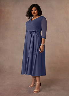 Azazie Maritza vestidos de madre de la novia Vestido de Tormenta de Satin Mate de Corte En A con Plisado image8