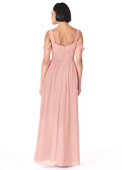 Azazie Lianne Bridesmaid Dresses Rosette A-Line Off the Shoulder Chiffon Dress image4