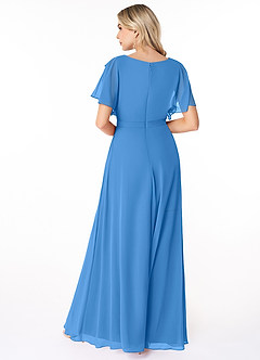 Azazie Aaliyah Modest Bridesmaid Dresses A-Line Scoop Pleated Chiffon Floor-Length Dress image2