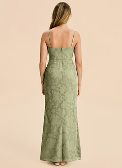 Azazie Buzzy Junior Pistachio Sheath Pleated Chiffon Dress image2