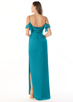 Azazie Emeralda Bridesmaid Dresses Jade Sheath Off the Shoulder Chiffon Dress image2