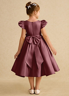 Azazie Pearl Flower Girl Dresses Desert Rose Ball-Gown Pleated Matte Satin Dress image2