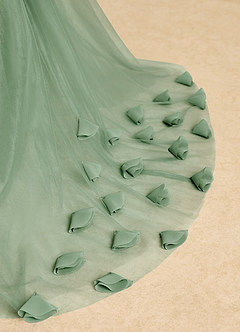 Azazie Lorita Flower Girl Dresses Matcha A-Line Beaded Tulle Dress image9
