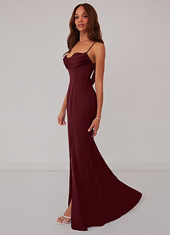 Barbie ♥ Azazie Bridesmaid Dresses Cabernet Mermaid Corset Stretch Satin Dress image4