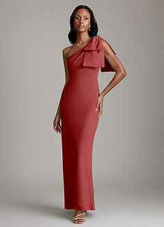 Azazie Yuanna Bridesmaid Dresses Rust Mermaid One Shoulder Chiffon Dress image1