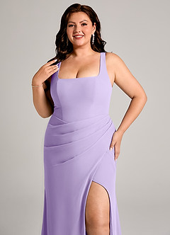 Azazie Mero Bridesmaid Dresses Lilac Sheath Pleated Chiffon Dress image14