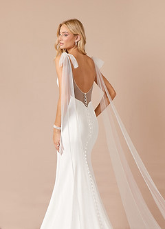Azazie Sharen Wedding Dresses Diamond White Cocoa Mermaid Stretch Crepe Dress image5
