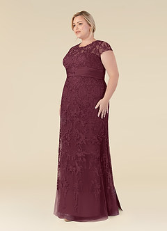 Azazie Jamila Kleider für die Brautmutter Meerjungfrau-Linie Spitze Kleid Cabernetrot image9