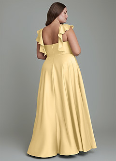 Azazie Leilani Bridesmaid Dresses Butter A-Line Ruched Stretch Satin Dress image11