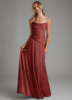 Azazie Gabriela Brautjungfernkleider A-Linie Korsett Stretch-Satin Kleid Terrakotta image7