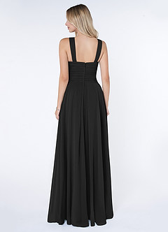 Azazie Kaleigh Bridesmaid Dresses Black A-Line Pleated Chiffon Dress image2