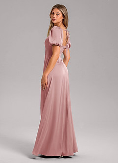 Azazie Fyona Bridesmaid Dresses Dusty Rose A-Line Pleated Stretch Satin Dress image5