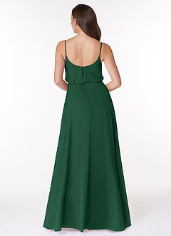 Azazie Lupe Final Sale Dark Green A-Line Scoop Blouson Chiffon Dress image2