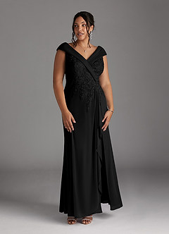Azazie Calathea Mother of the Bride Dresses Black A-Line Lace Dress image8