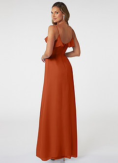 Azazie Natalia Vestidos de damas de honor Vestido de Naranja Quemada de Gasa de Corte en A image4