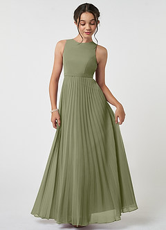 Azazie Lindie Junior Pistachio A-Line Pleated Chiffon Dress image2