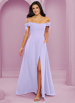 Barbie ♥ Azazie Brautjungfernkleider Wandelbar A-Linie Schulterfrei Chiffon Kleid Flieder image1